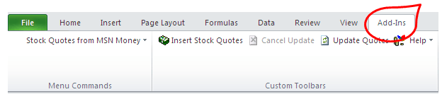 stock quotes add-in for excel
